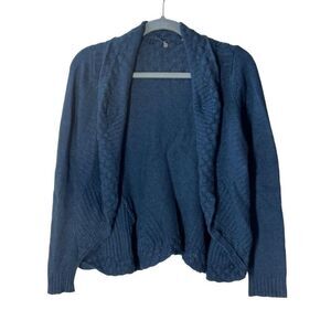 Anthropologie Knitted & Knotted Cardigan Sweater Open Wool Crocheted Blue S